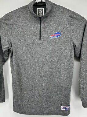Buffalo Bills NFL Team Apparel Long Sleeve Quarter Zip Pullover Shirt Gray Mediu